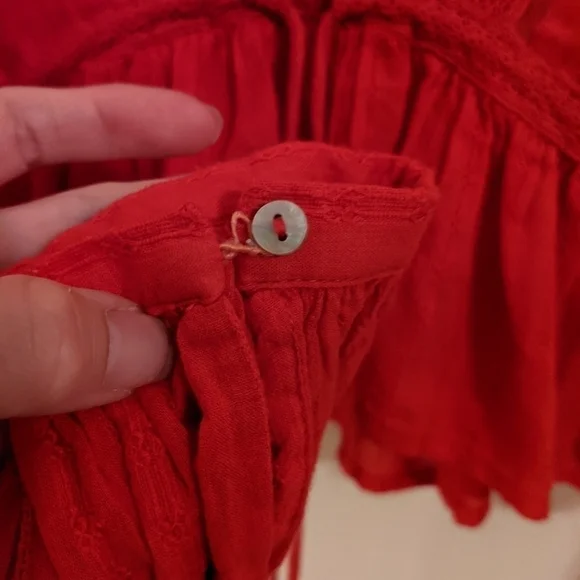 free PEOPLE oberoi red deep v neck boho blouse - Picture 6 of 11